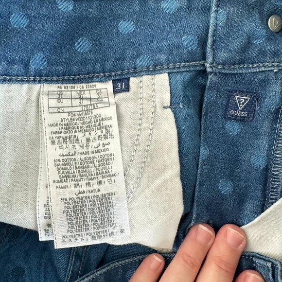 GUESS Blue Denim Pola-Dots SHORTS SIZE 31 MSRP $79.00 - Picture 5 of 5